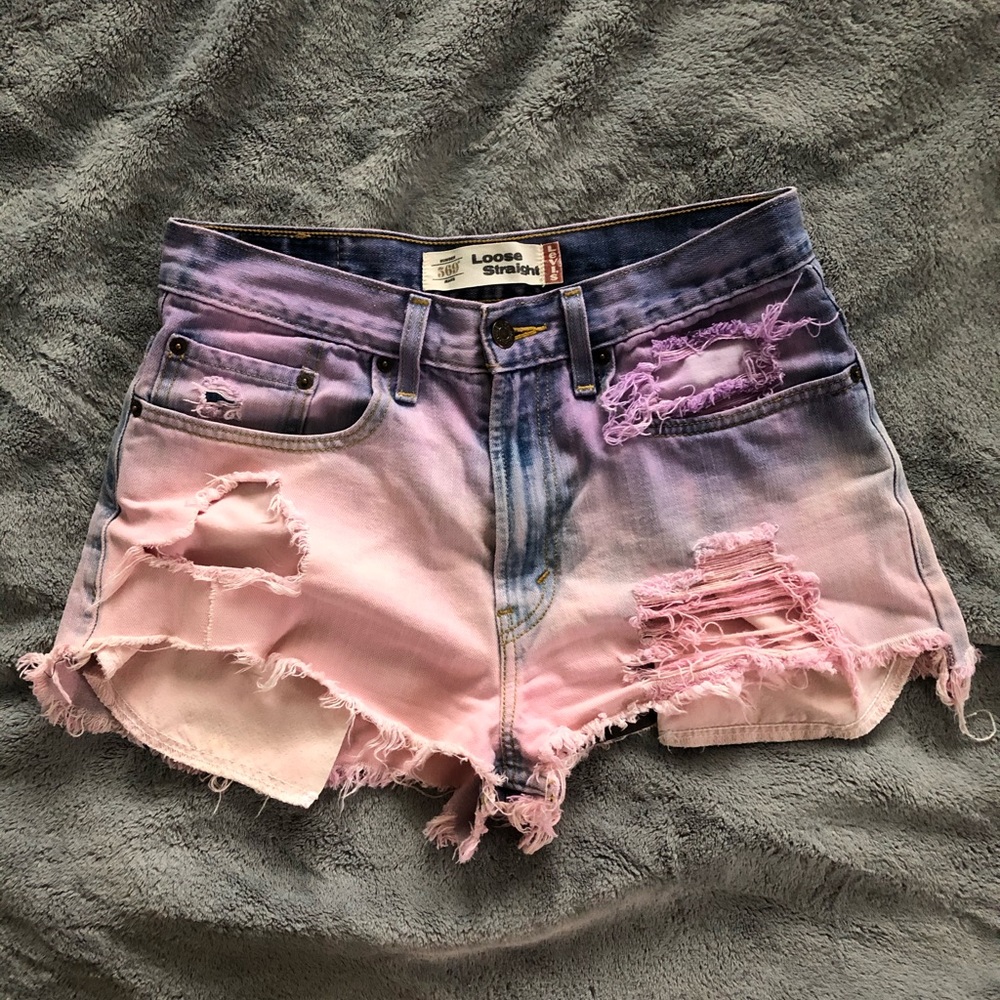 Levi’s High Waisted Pink & Purple Cutoff Shorts